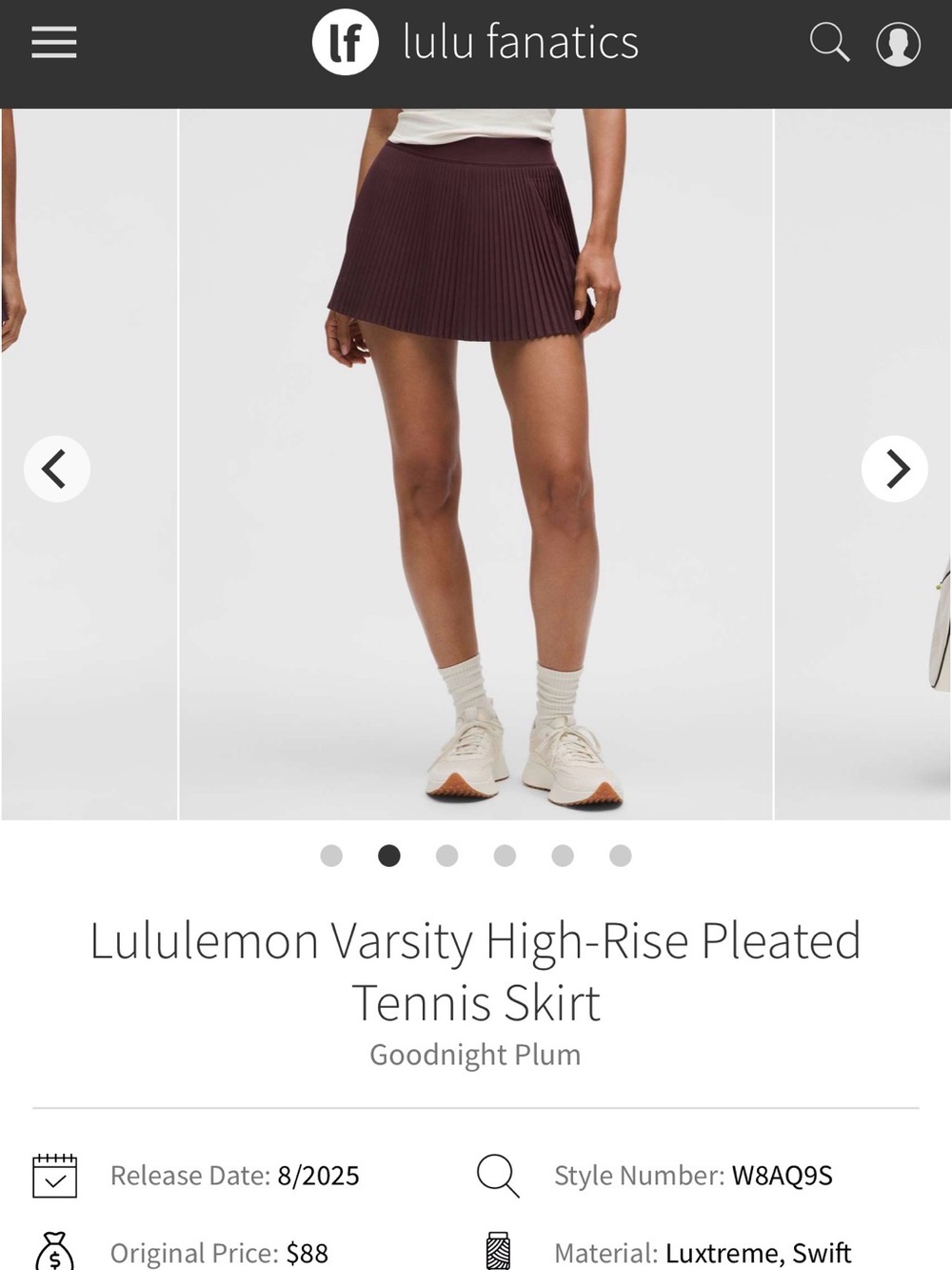 lululemon pleated skater skirt in deep plum